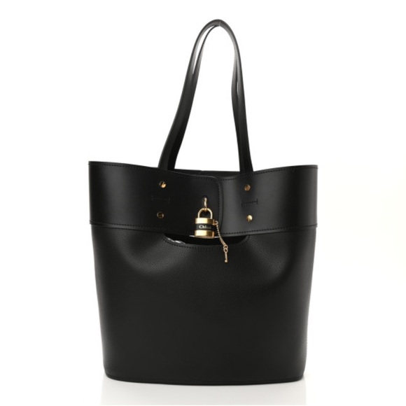 CHLOE Smooth Grained Calfskin Medium Aby Tote Black - Picture 2 of 12